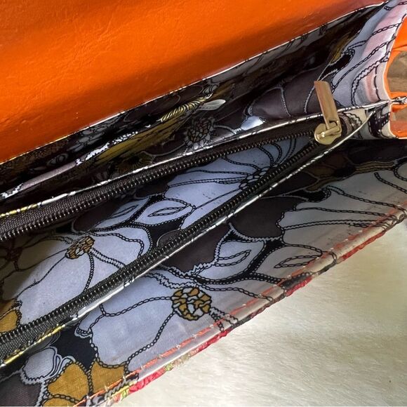 Peacock Strut Multicolored Clutch Purse Orange trim - Picture 13 of 15